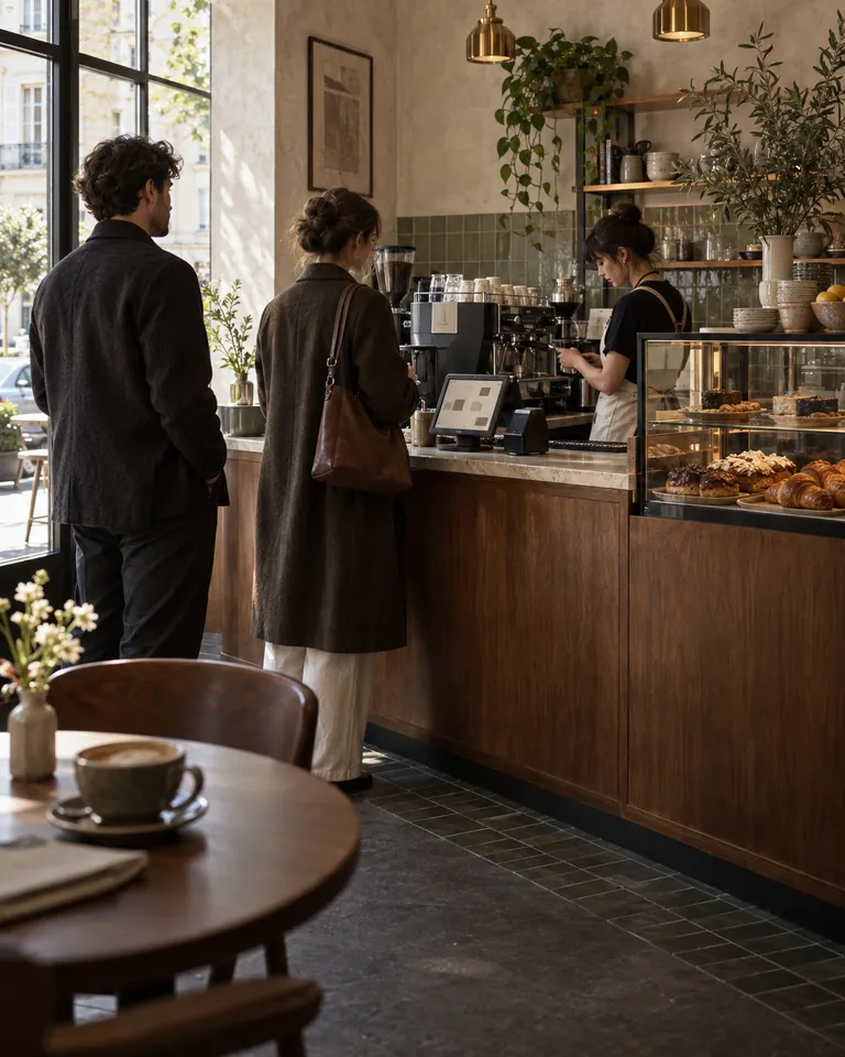 Cafés and counter service: A queue at the counter and orders that need to leave fast.